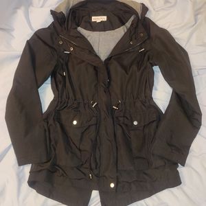 Black Spring/Fall Windbreaker Jacket